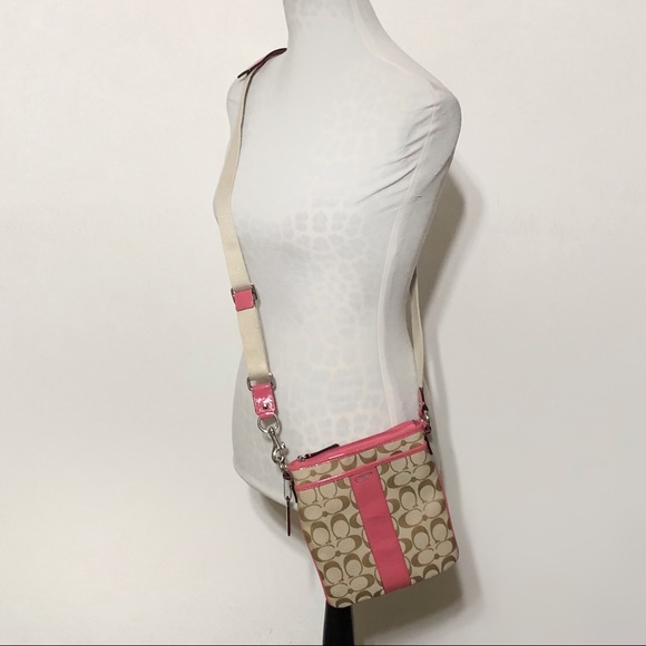Coach Pink & Tan Crossbody Purse - Picture 3 of 12